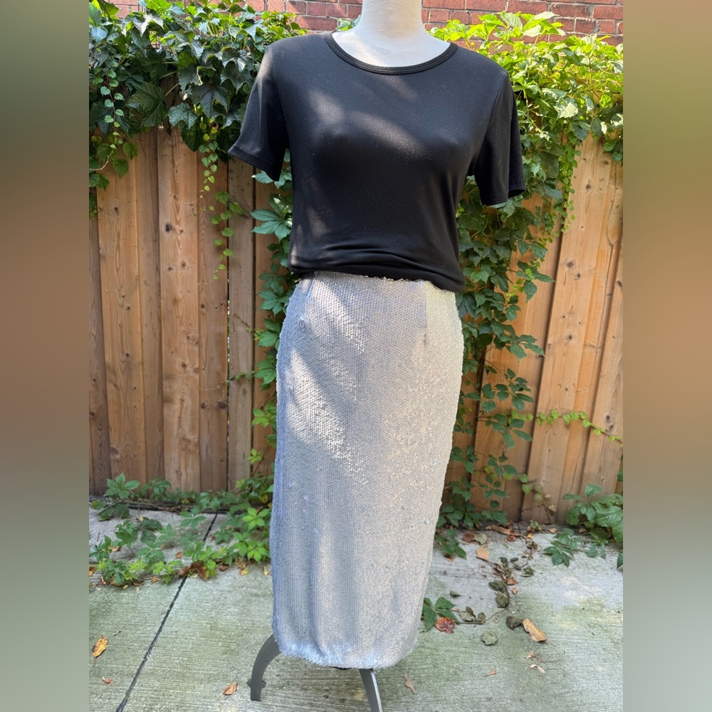 Hilary Macmillan Silver Sparkles Sequin Midi Skirt